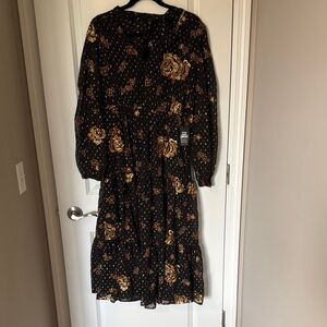 Express Ankle Length Floral Sequin Dress
